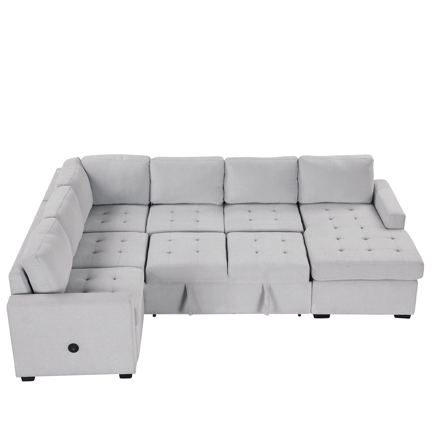 Modular Combination Sofa with Ottoman L-shaped Corner Combination, USB