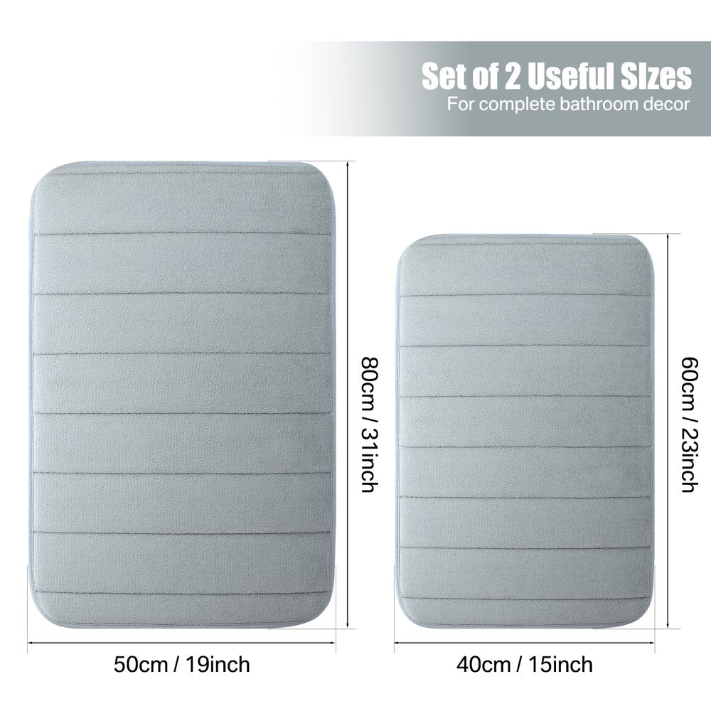 2 Piece Memory Foam Bath Mat Set Thick Bathroom Rugs Soft Bath Mats for Bathroom Extra Absorbent Floor Mats Bath Rugs Set for Kitchen/Living Room(20" X 32"/17" X 24", Gray)