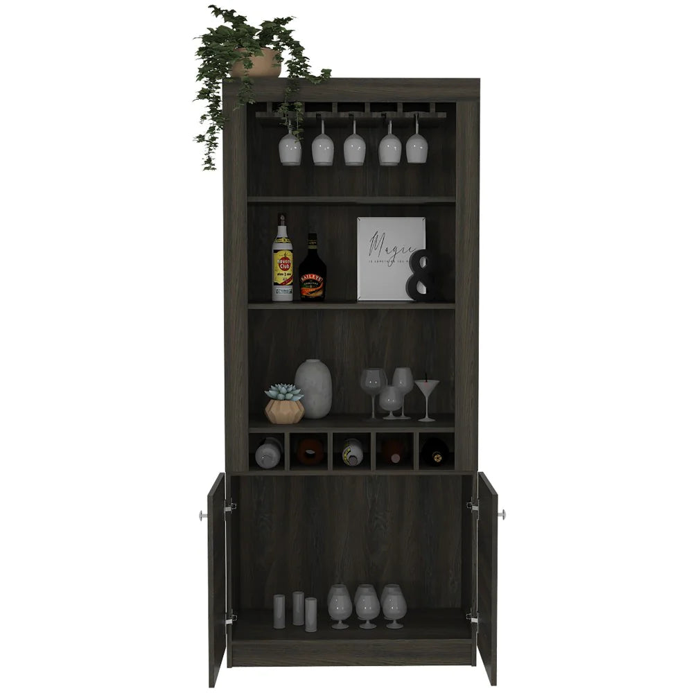 Bar Cabinet Margarita, Five Wine Cubbies, Carbon Espresso Finish