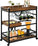 Bar Cart for the Home, 3 Tire Industrial Rolling Serving Cart on Lockable Wheels, Alcoholic Beverage Trolley with 2 Removable Trays, Wine Rack and Glass Holder for Indoor, Outdoor