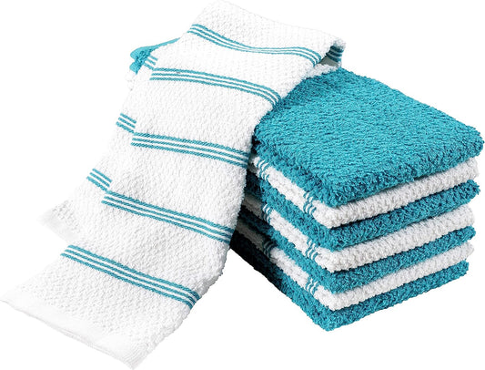 Pantry Set of 8 Piedmont Kitchen Towels | Set of 8, 16X26 Inches | Ultra Absorbent Terry Cloth Dish Towels - Dark Gray (Teal, Kitchen Towel 16X26)