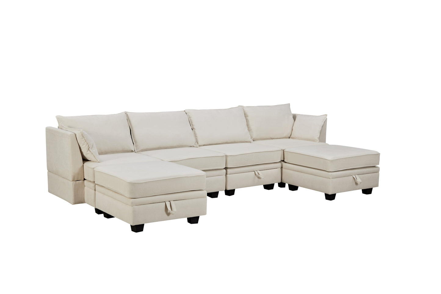 Modern Large U-Shape Modular Sectional Sofa,  Convertible Sofa Bed