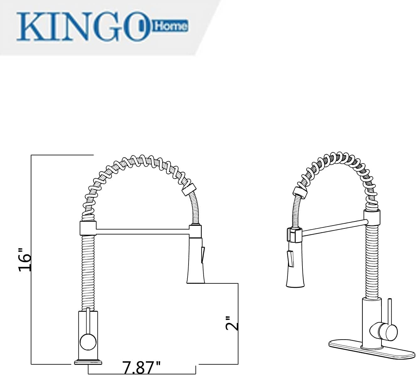 Kitchen Faucet with Pull down Sprayer, Commercial Utility Stainless Steel High Arc Single Handle Kitchen Sink Faucet with Sprayer Modern Farmhouse Spring Kitchen Faucets