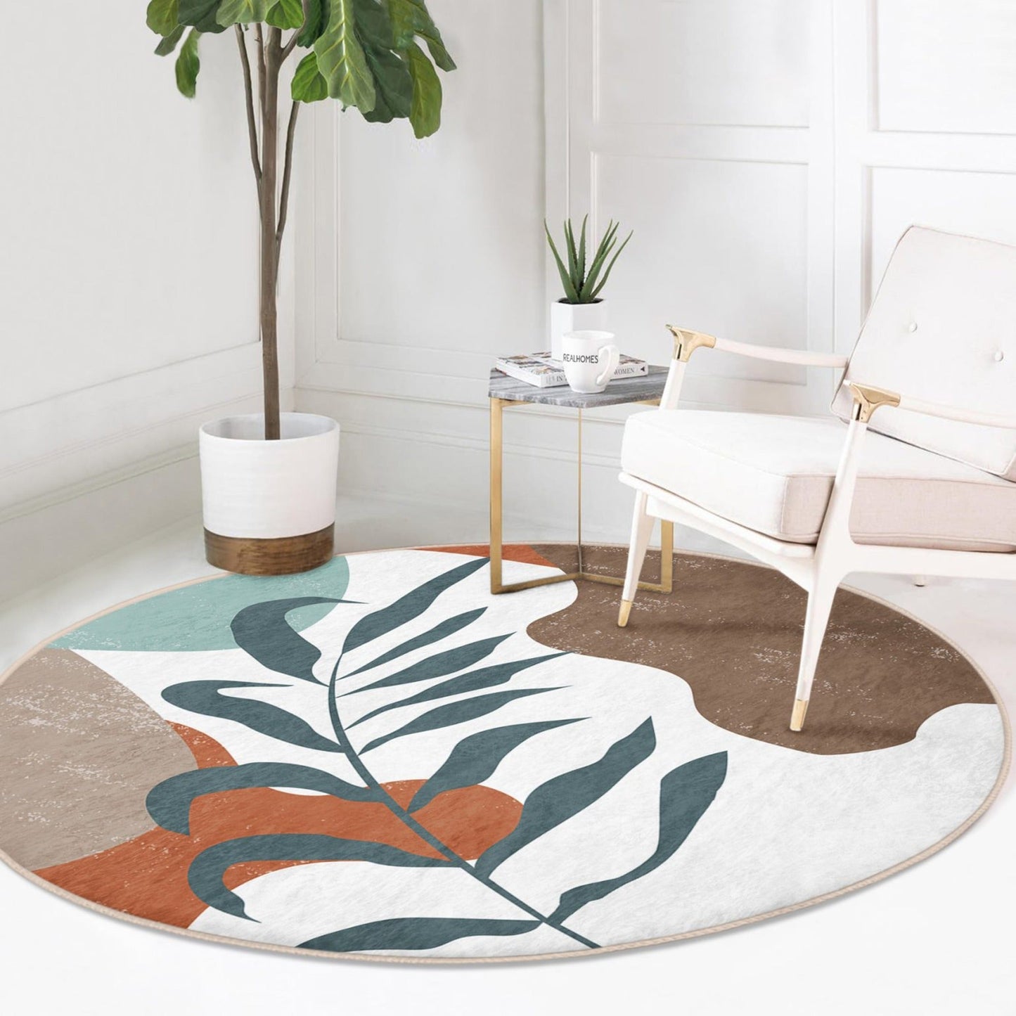 Abstract Circle Carpet, Abstract Round Rug, Minimalist Decorative Area