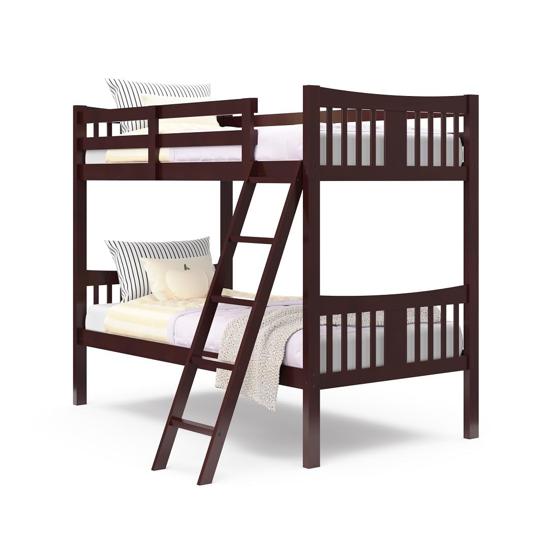 Caribou Twin-Over-Twin Bunk Bed (Espresso) – GREENGUARD Gold Certified, Converts to 2 Individual Twin Beds