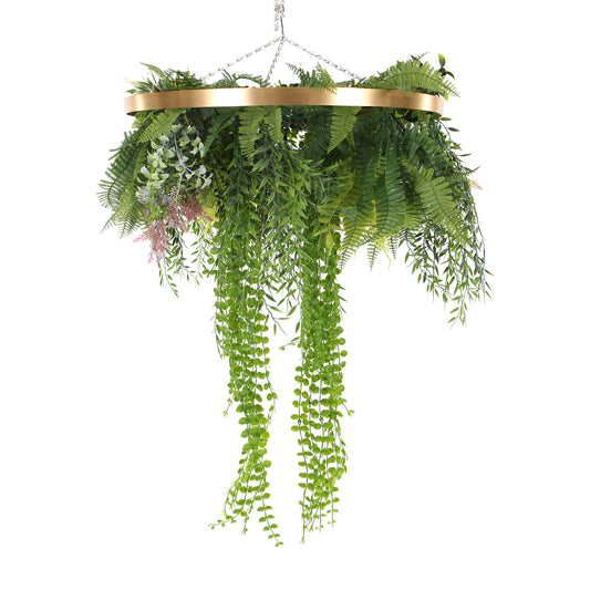 Imitation Gold Artificial Hanging Green Wall Disc 60cm (Limited Range)