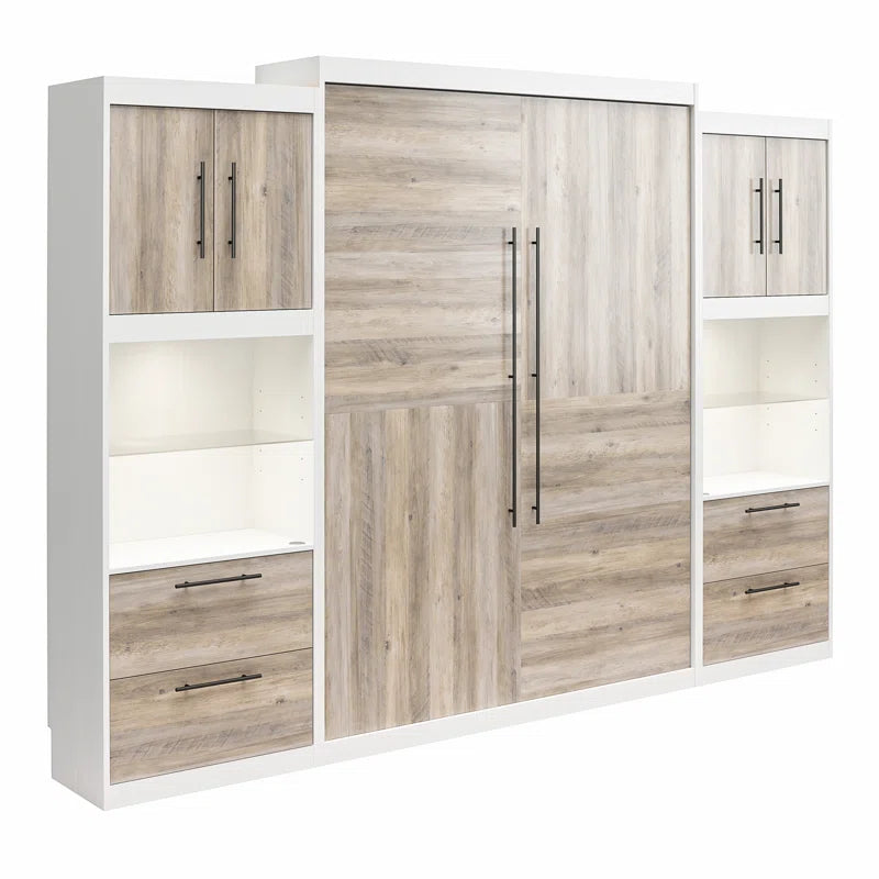 Tapaktuan Murphy Bed with Side Storage Cabinets