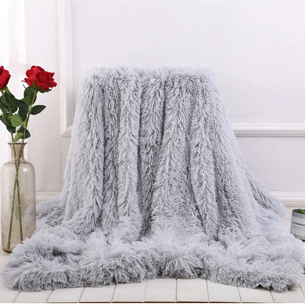 160X200Cm/130X160Cm MECO Large Luxury Shaggy Blankets with Heart Carpet Faux Fur Long Pile Throw Sofa Bed Soft Warm Blanket Shaggy Fluffy Rug