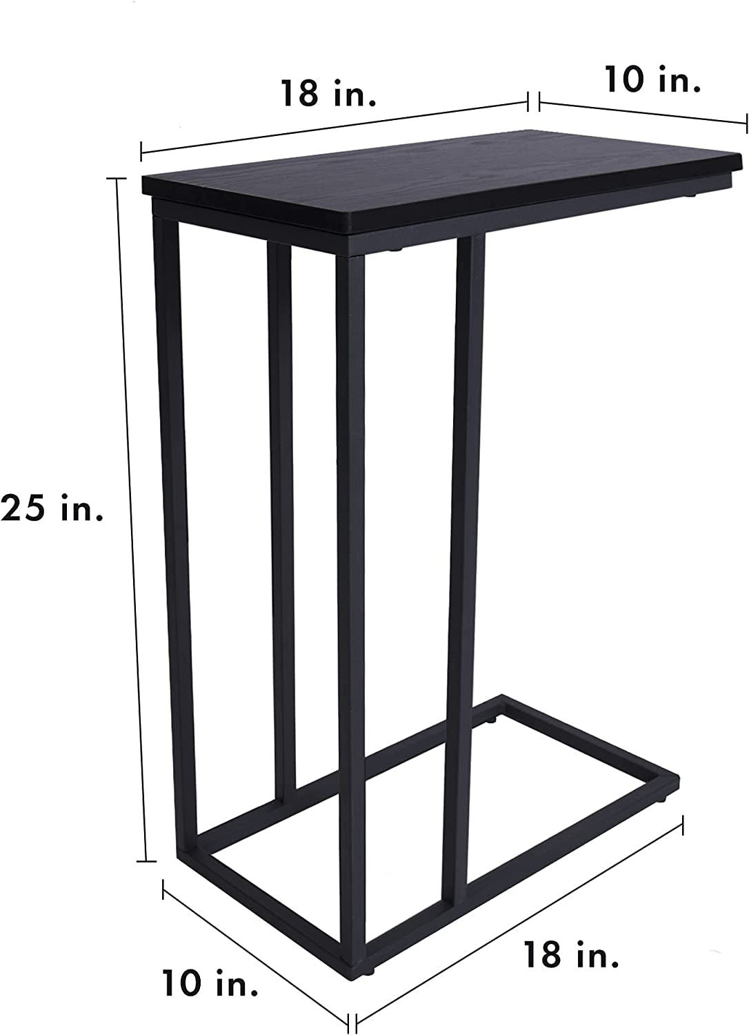 Side Table, Industrial End Table, Vintage Bedside Table with Sturdy Metal Frame for Living Room, Bedroom & Small Spaces, Easy Assembly, Modern,Black