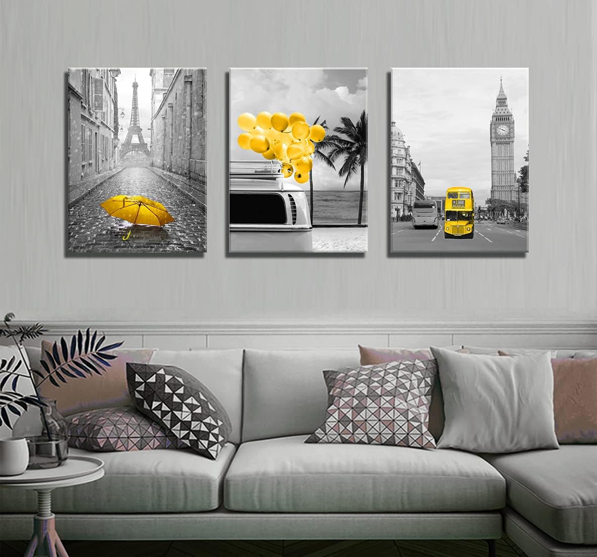 Paris Decor for Bedroom Wall Art Black and White Wall Art Paris Eiffel Tower Decor London Big Ben Tower Canvas Wall Art Kitchen Art Decoration for Living Room Bathroom Wall Art Stretched 12X16 Inchx3