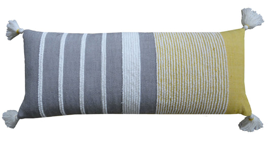 Decorative Long Grey Stripes Throw Pillow (14X36 Inches)