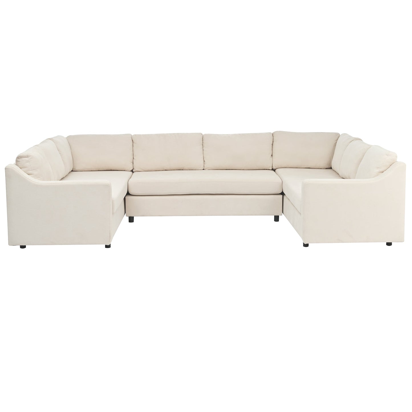 3 Pieces Upholstered U-Shaped Large Sectional Sofa with Thick Seat and