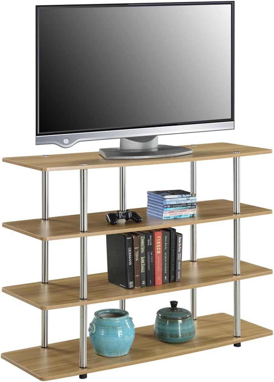 Designs2Go XL Highboy 4 Tier TV Stand, Light Oak