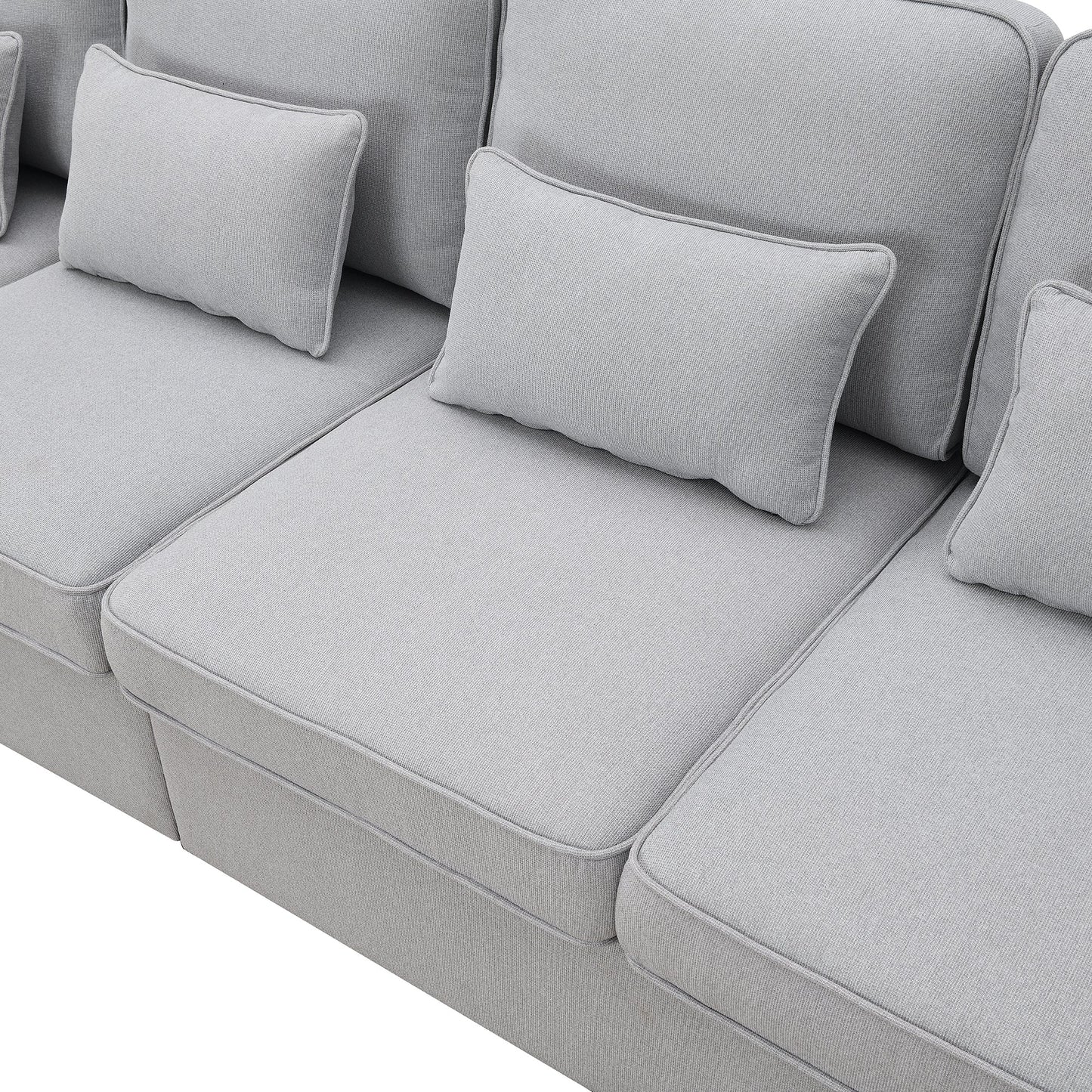 104" 4-Seater Modern Linen Fabric Sofa with Armrest Pockets and 4