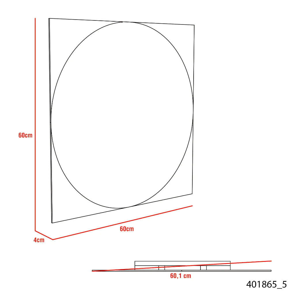 Mirror Mundip, with Sandblasting Borders, Square Shape