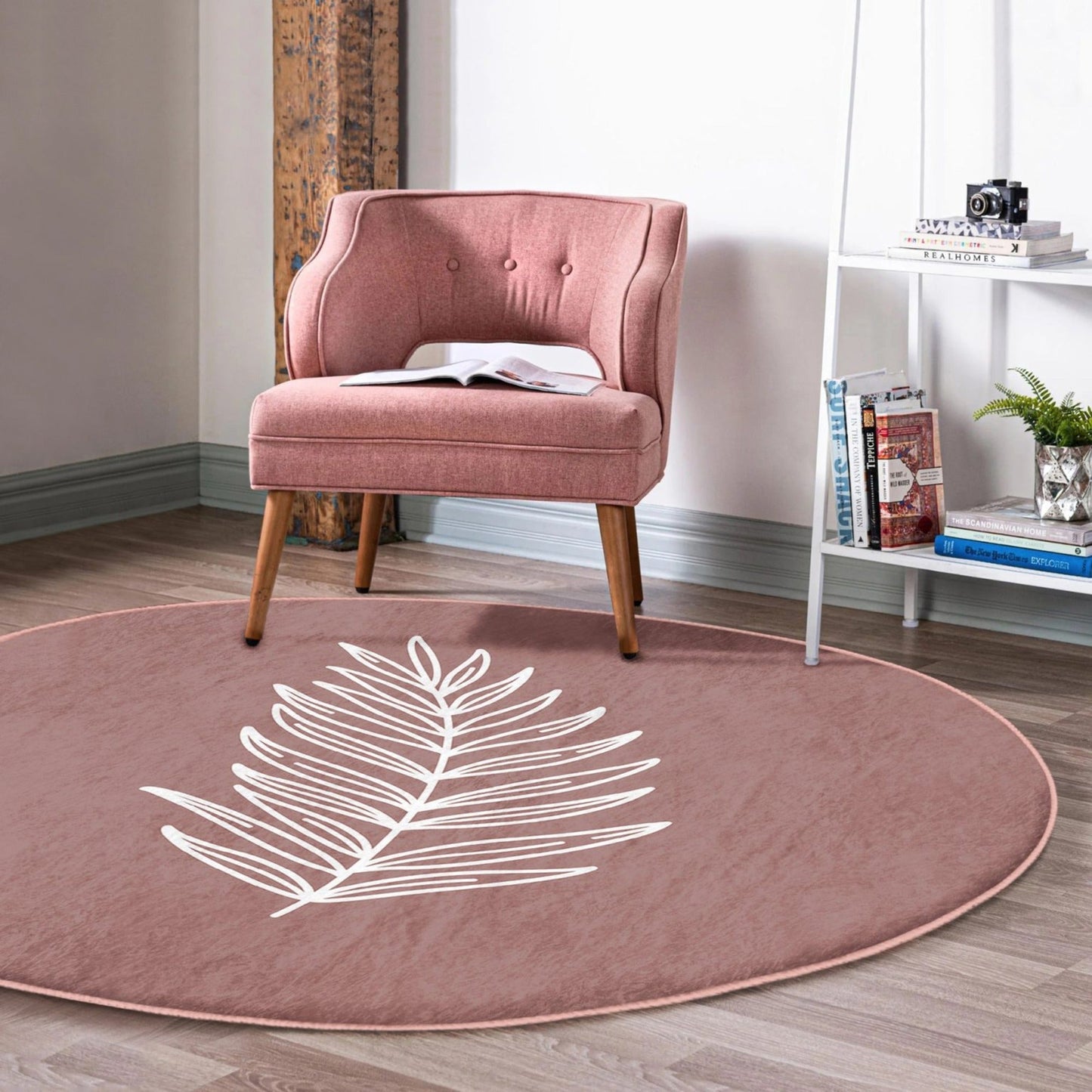 Boho Round Rug, Minimalist Decorative Area Rug, Non Slip Floor Carpet