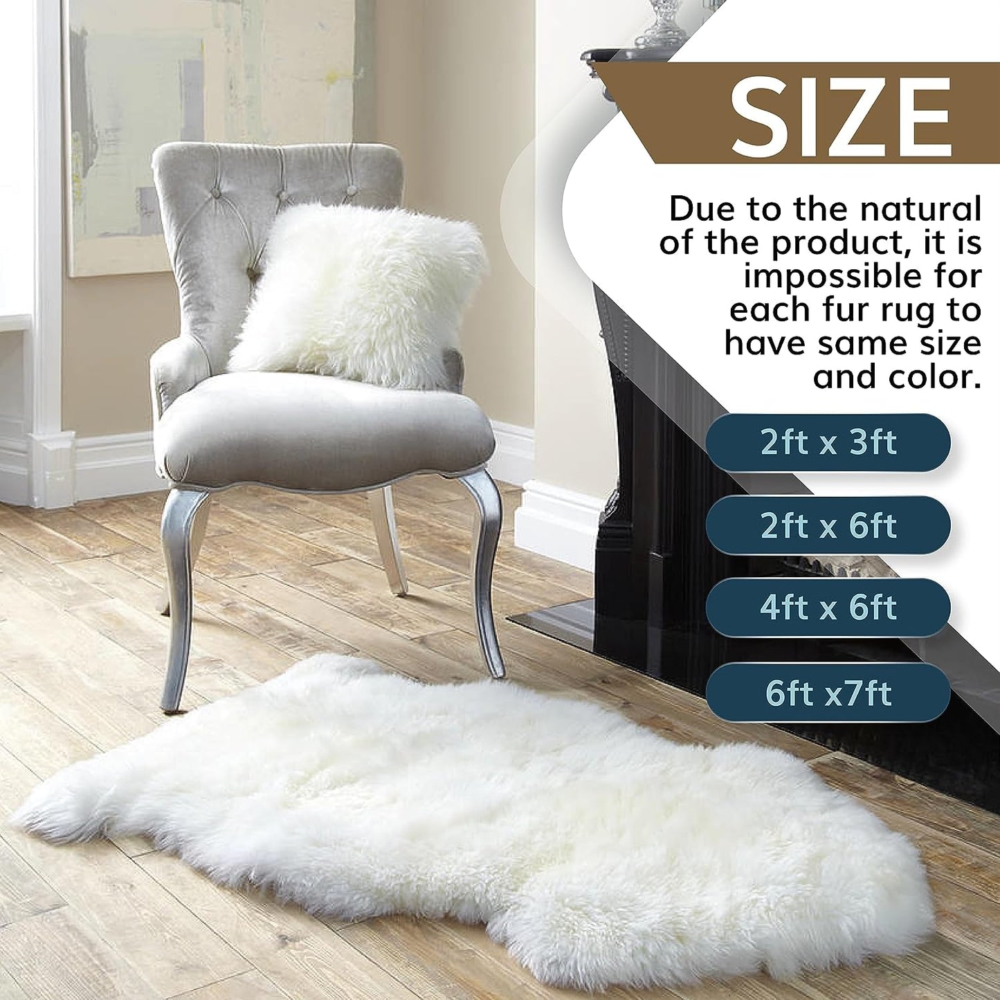 Authentic New Zealand Sheepskin Area Rug, Versatile Fluffy Wool Cover in Multiple Sizes, Perfect for Bedrooms, Living Rooms, Chair Covers, or Motorcycle Seats