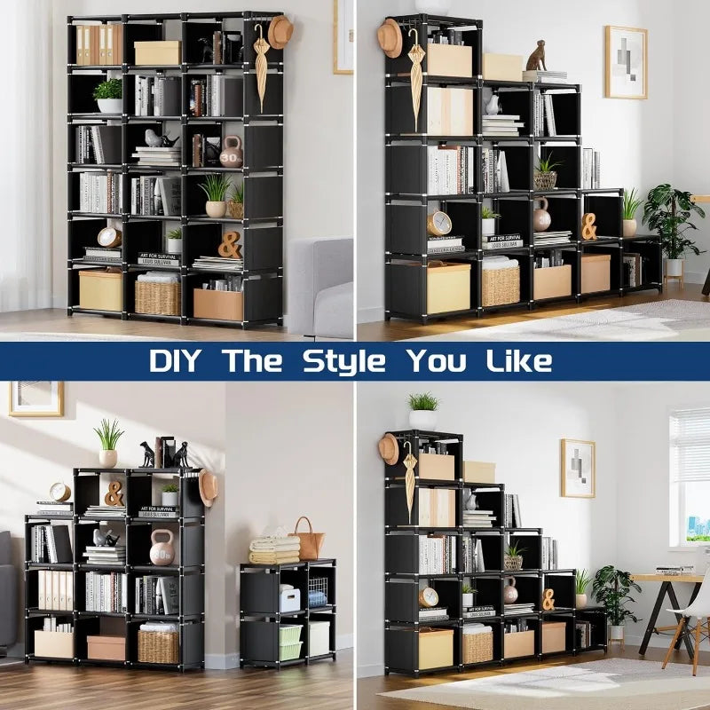 Mavivegue Bookshelf,18 Cube Storage Organizer,Extra Large Book Shelf Organizer,Tall Bookcase Shelf（Black/Grey）Optional