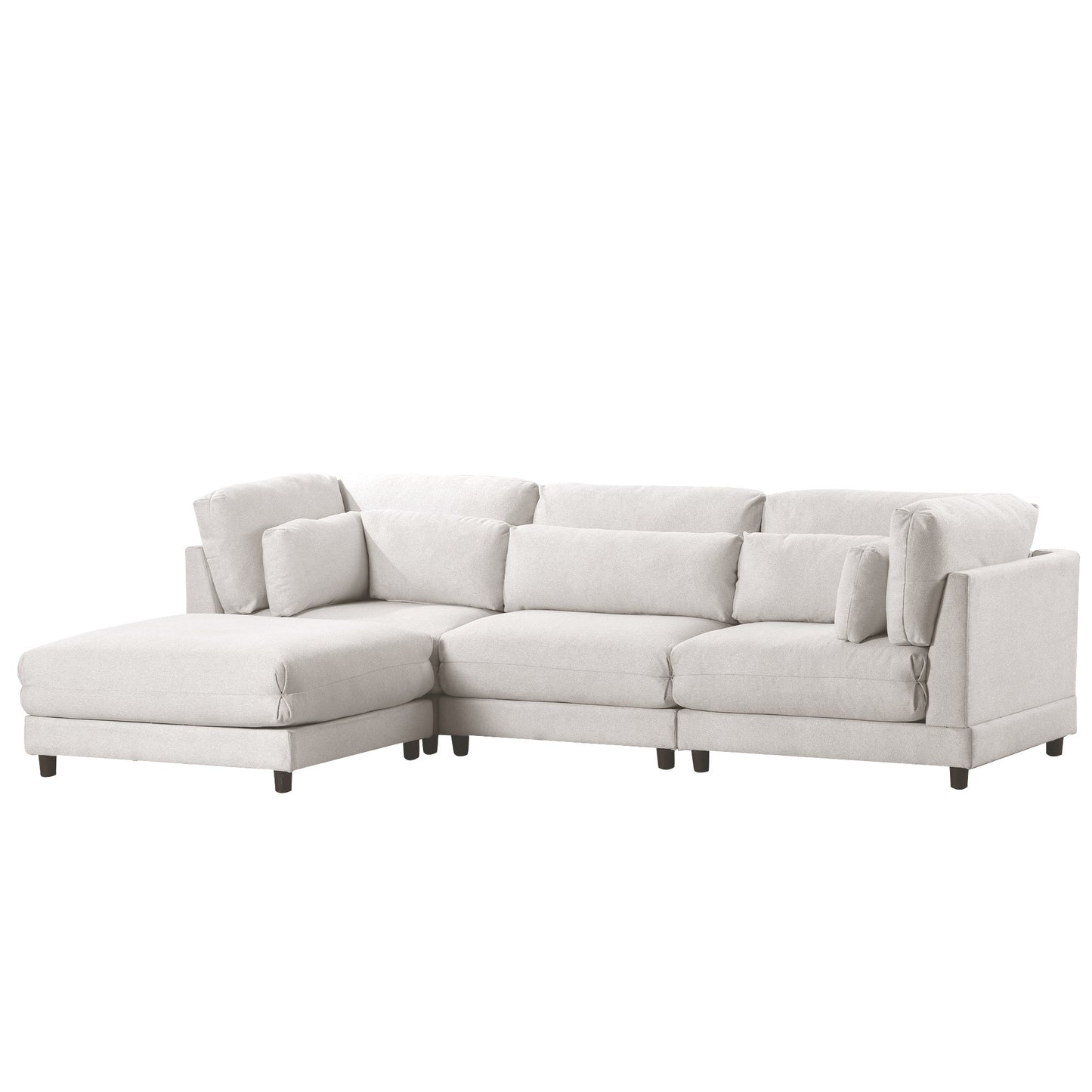 2 Pieces L shaped Sofa with Removable Ottomans and comfortable waist