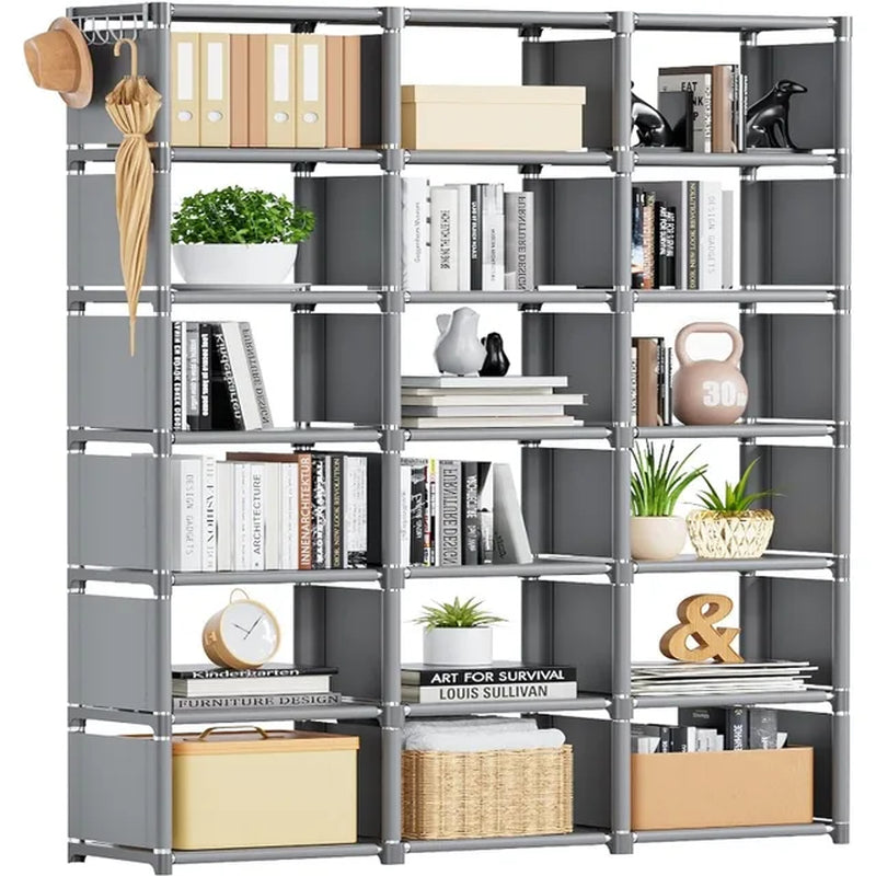 Mavivegue Bookshelf,18 Cube Storage Organizer,Extra Large Book Shelf Organizer,Tall Bookcase Shelf（Black/Grey）Optional