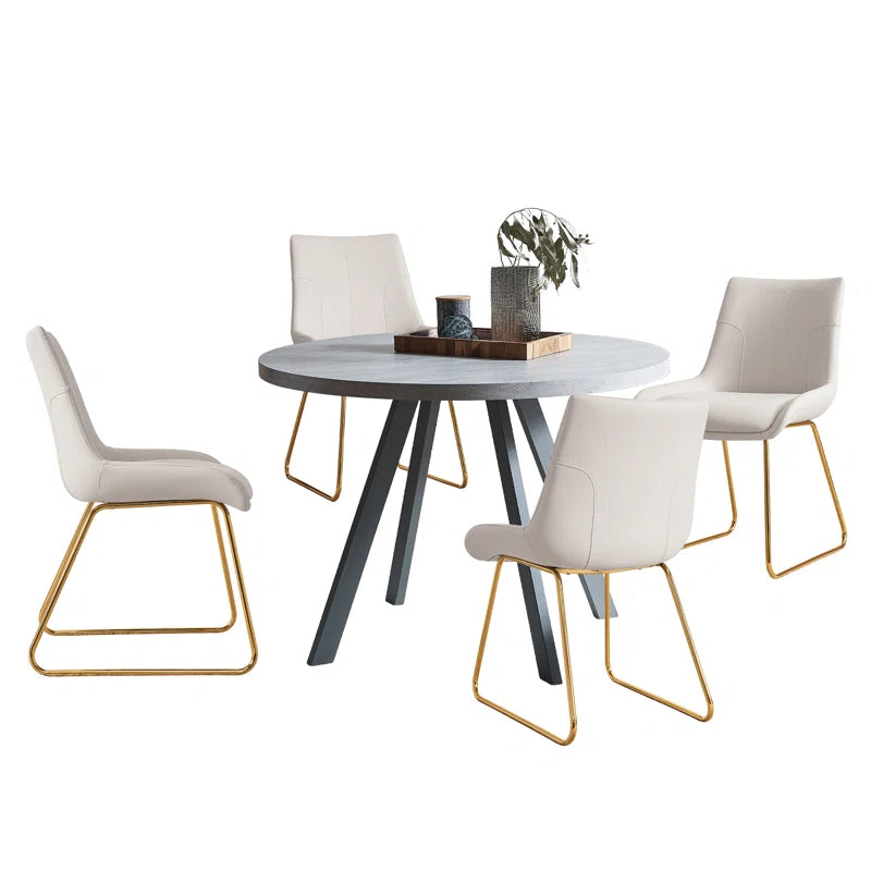 Siefert 35.4'' round Dining Table Set MDF Dining Table and 4 U-Shaped Dining Chairs