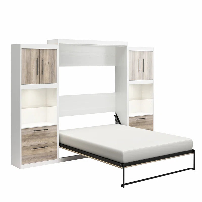 Tapaktuan Murphy Bed with Side Storage Cabinets