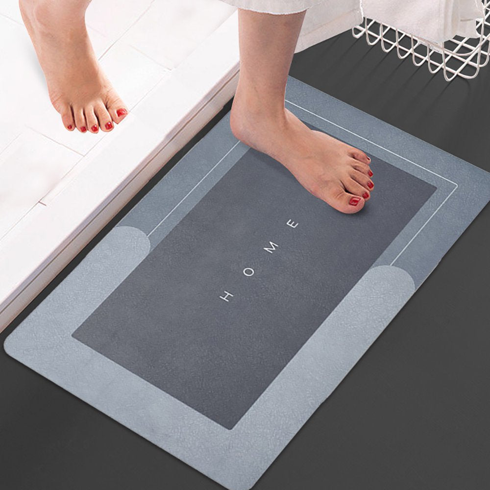 Super Absorbent Bath Mat Bathroom Rug, Non-Slip Absorbent Washable Floor Mat, Home Mat,Shower Room Mat Grey