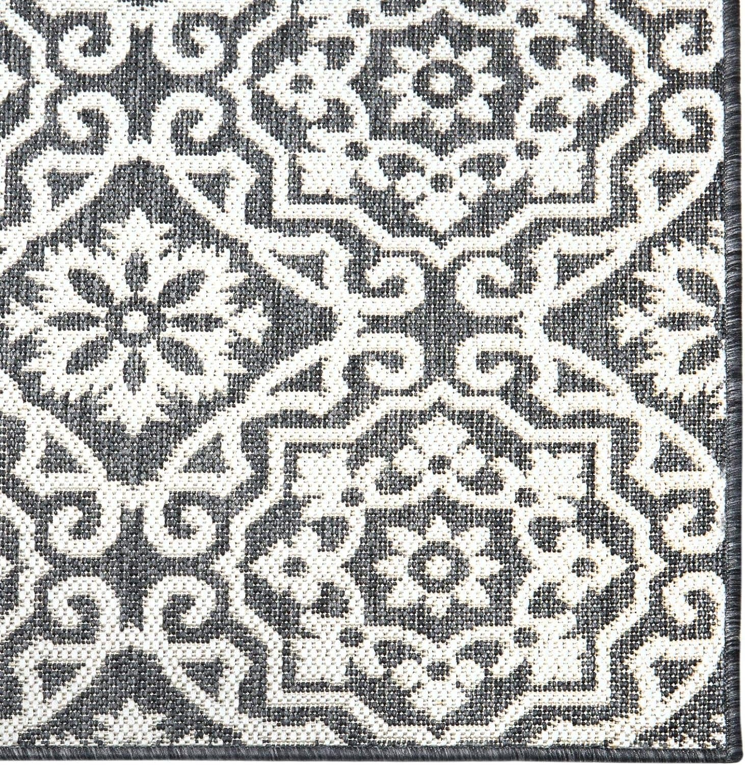 Patio Country Danica Transitional Geometric Indoor/Outdoor Area Rug, Black/Grey, 9'2"X12'5"