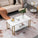 Ktaxon Faux Marble Top Coffee Table with Gold Metal Frame, 2 Tier Rectangular Tea Table for Living Room, Office, Balcony, White