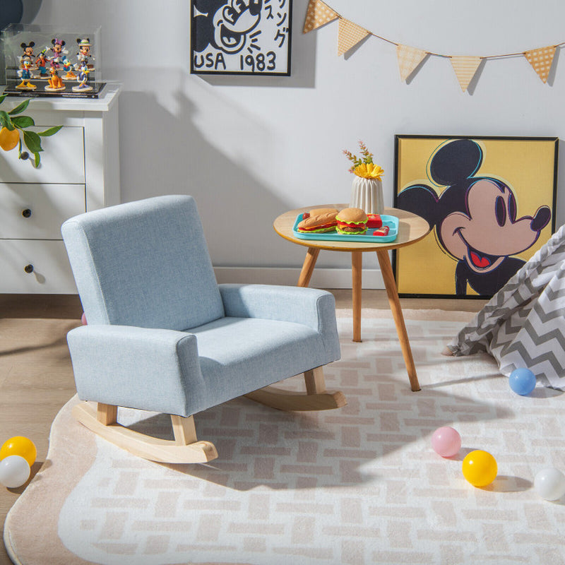 Kids Rocking Chair with Solid Wood Legs