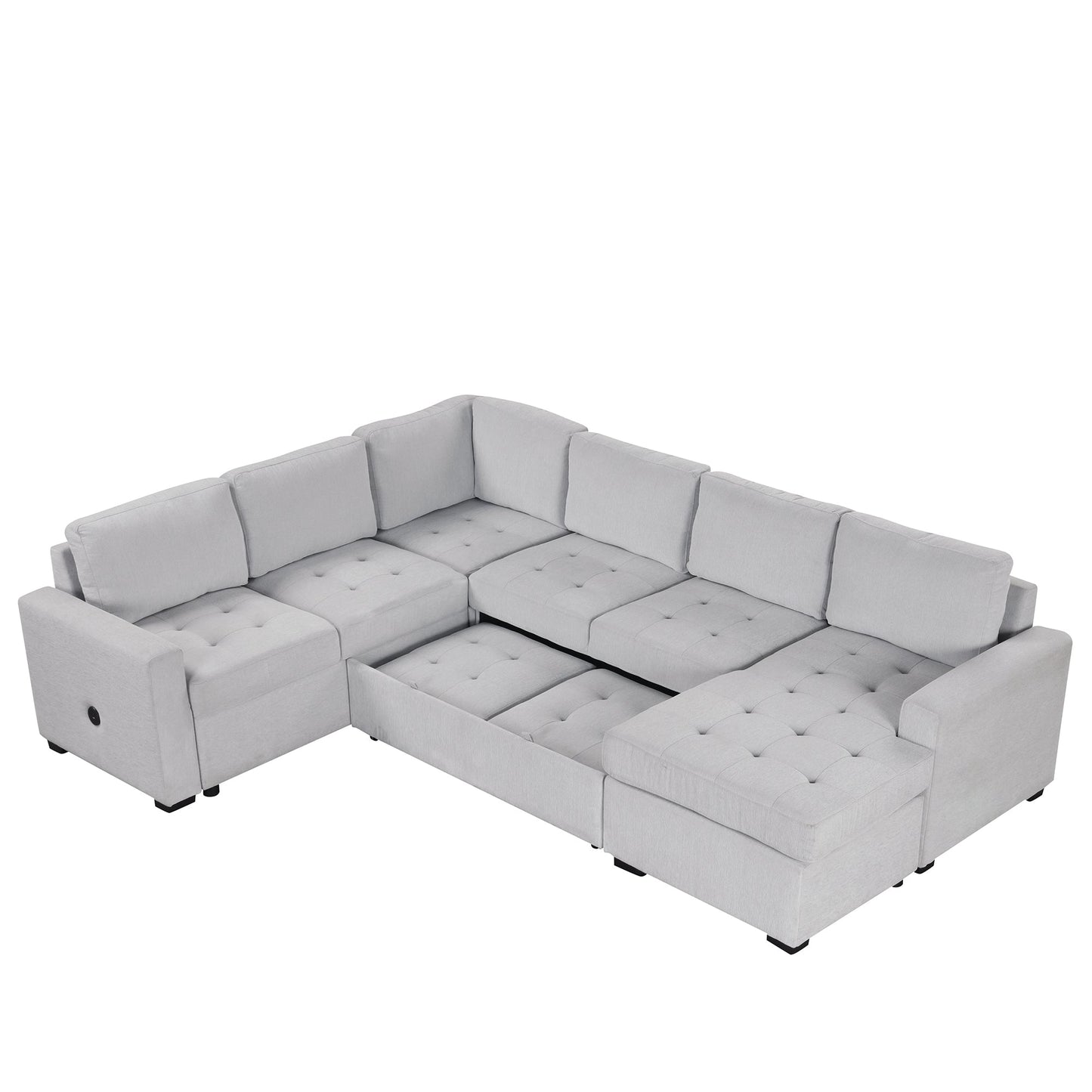 Modular Combination Sofa with Ottoman L-shaped Corner Combination, USB