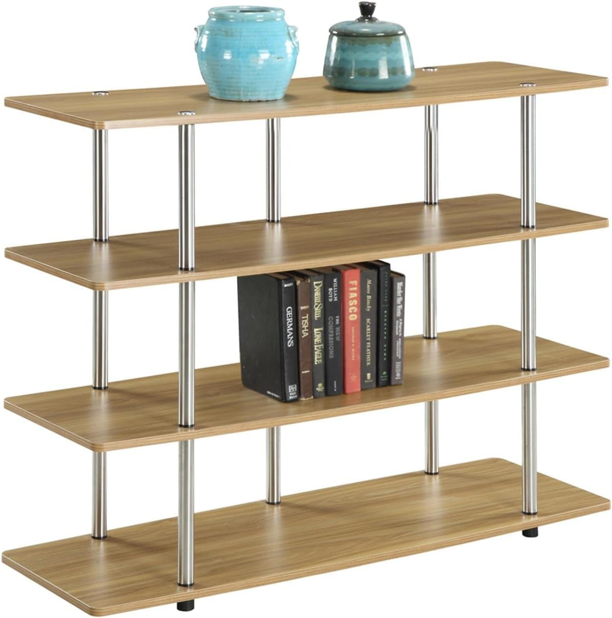 Designs2Go XL Highboy 4 Tier TV Stand, Light Oak