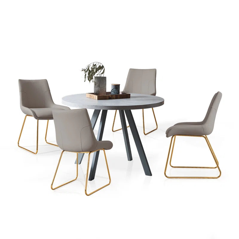 Siefert 35.4'' round Dining Table Set MDF Dining Table and 4 U-Shaped Dining Chairs