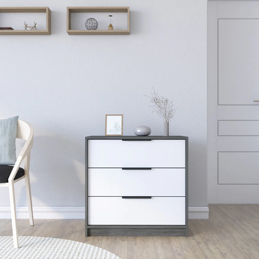 3 Drawers Dresser Maryland, Superior Top, Smokey Oak / White Finish