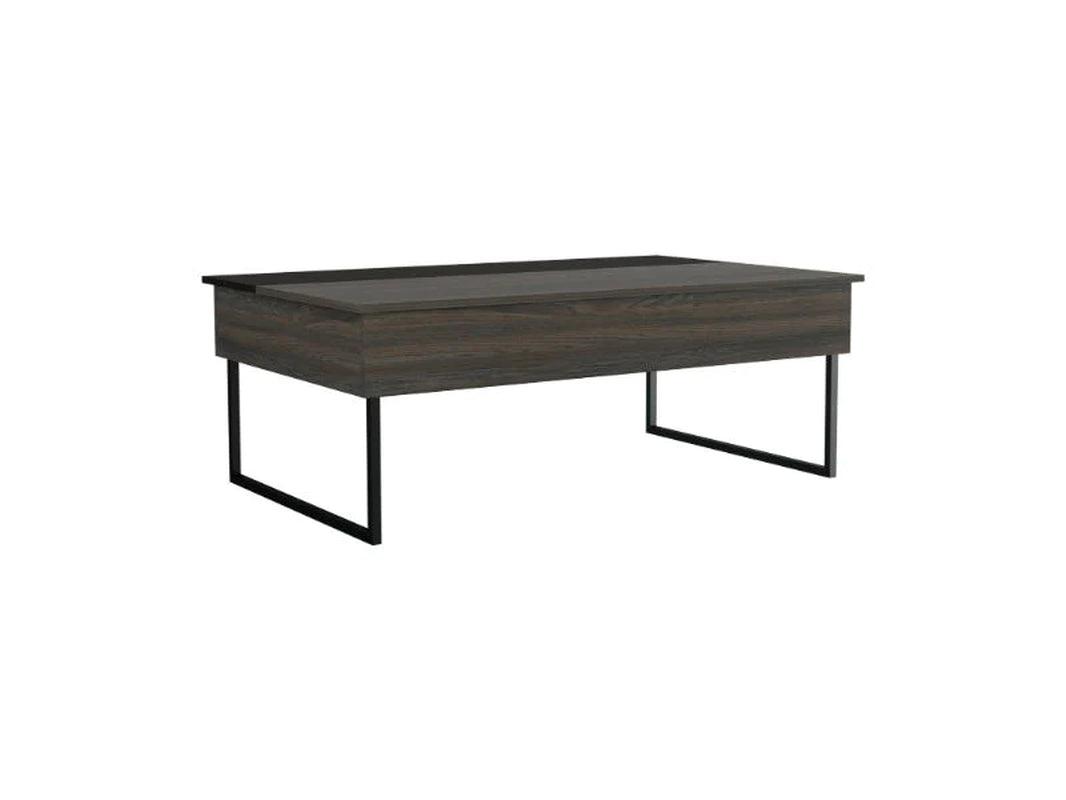 Lift Top Coffee Table Wuzz, Two Legs, Two Shelves, Carbon Espresso / Black Wengue Finish