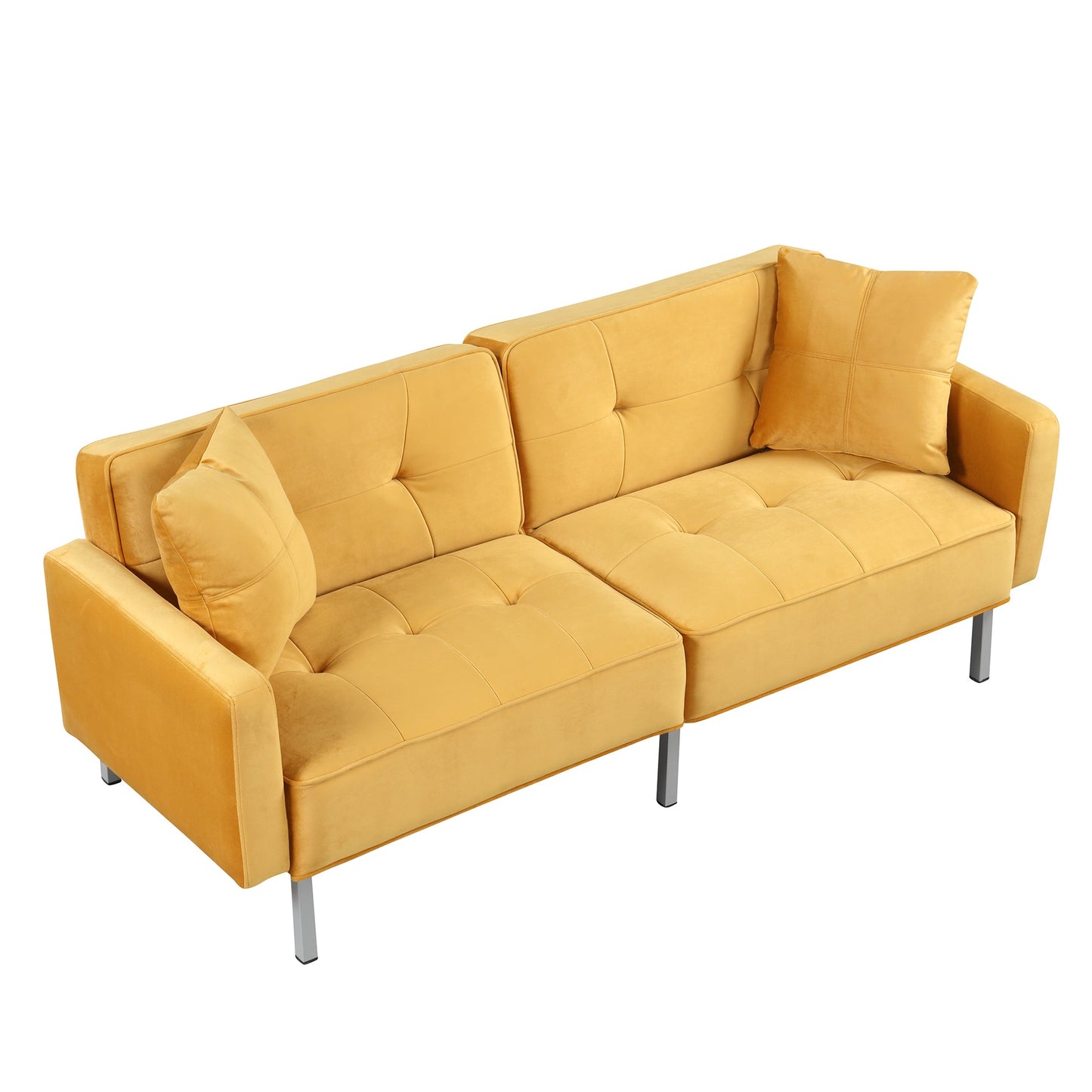 Linen Upholstered Modern Convertible Folding Futon Sofa Bed for