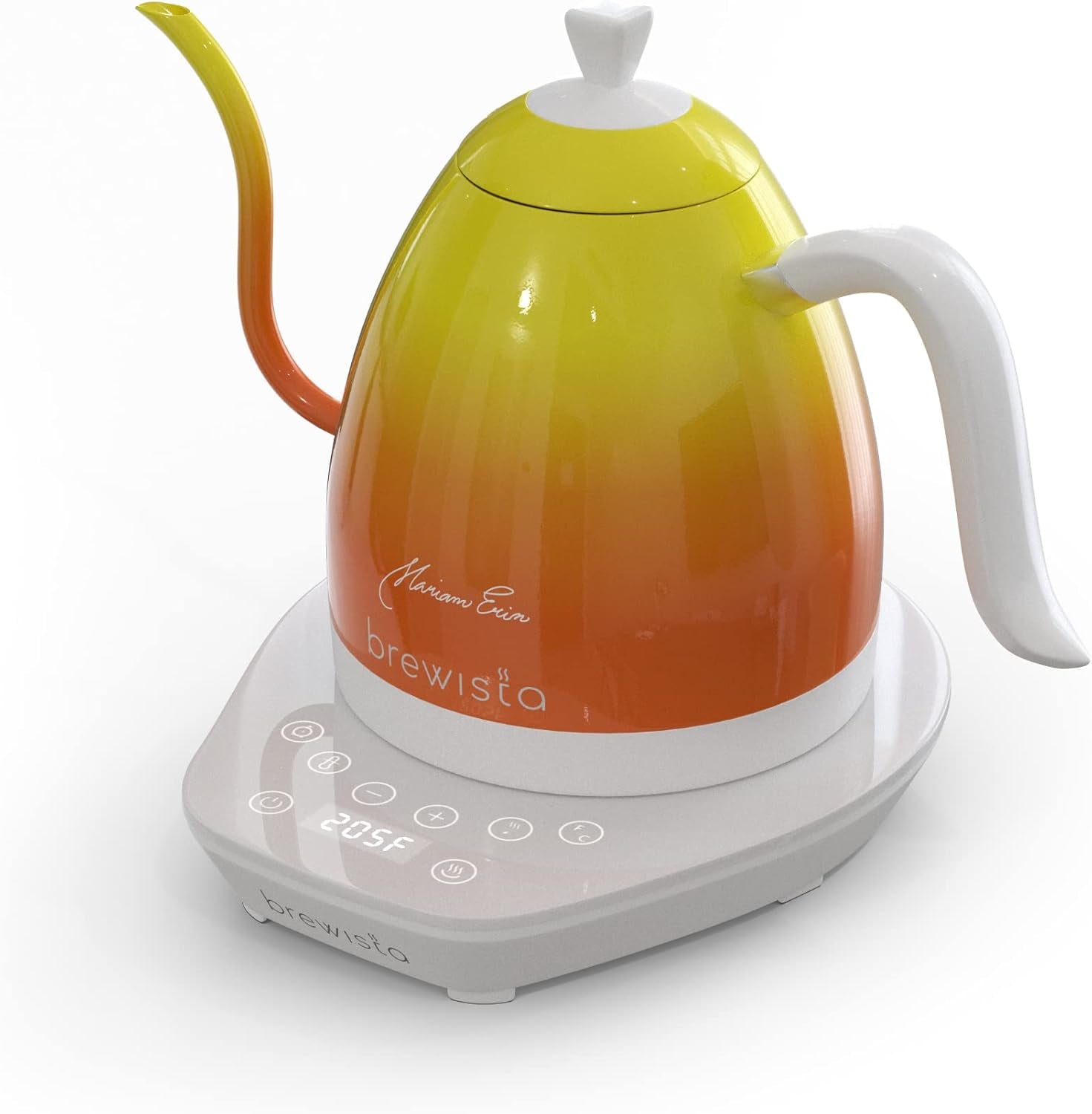 Artisan Electric Gooseneck Kettle, 1 Liter, for Pour over Coffee, Brewing Tea, LCD Panel, Precise Digital Temperature Selection, Flash Boil and Keep Warm Settings (Candy Orange)