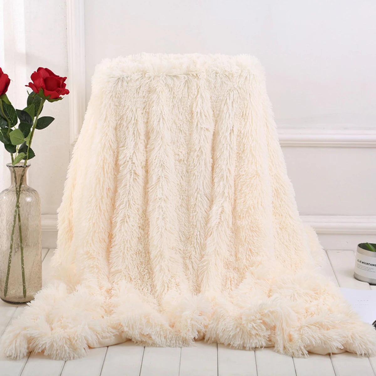 160X200Cm/130X160Cm MECO Large Luxury Shaggy Blankets with Heart Carpet Faux Fur Long Pile Throw Sofa Bed Soft Warm Blanket Shaggy Fluffy Rug