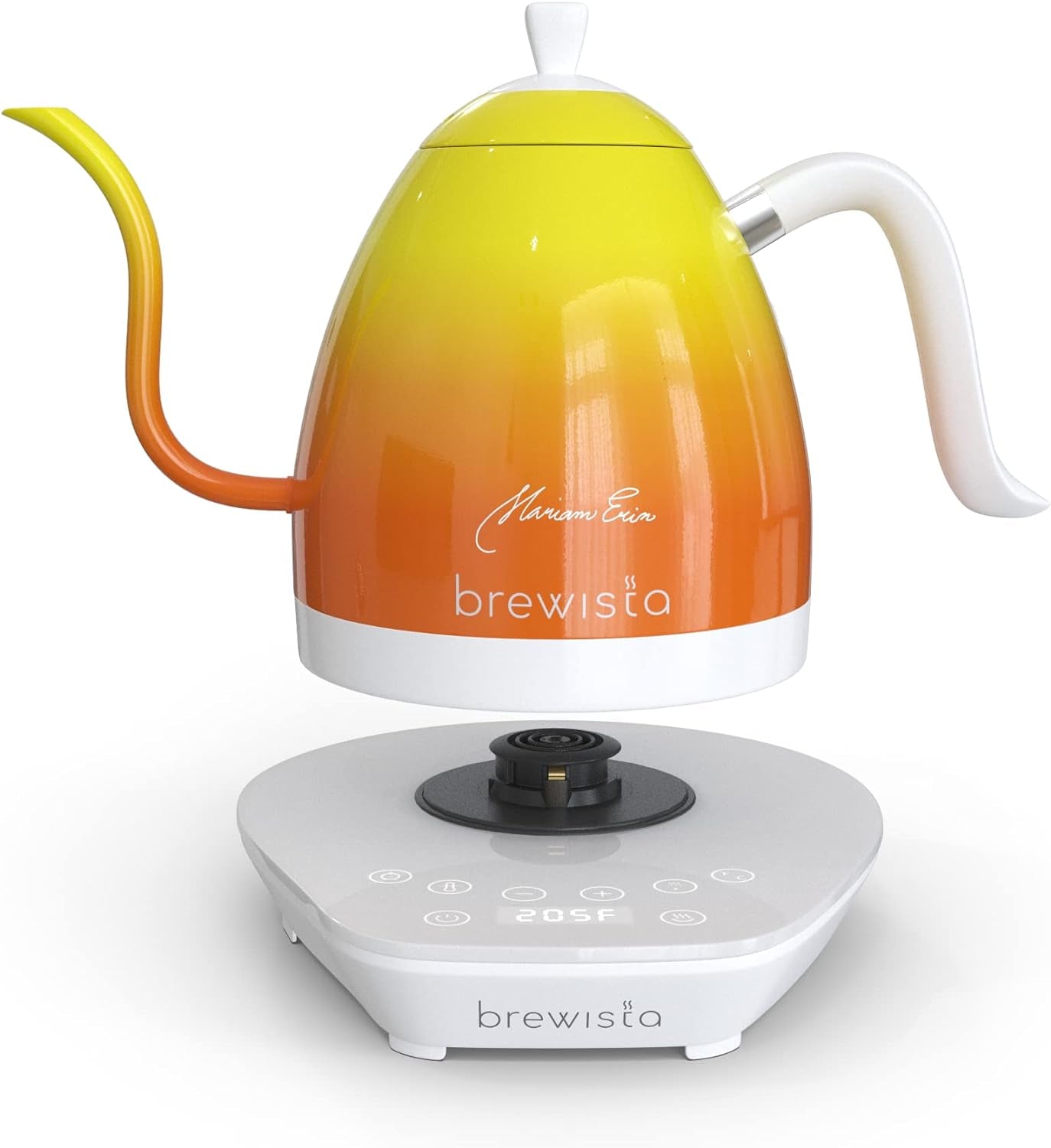 Artisan Electric Gooseneck Kettle, 1 Liter, for Pour over Coffee, Brewing Tea, LCD Panel, Precise Digital Temperature Selection, Flash Boil and Keep Warm Settings (Candy Orange)