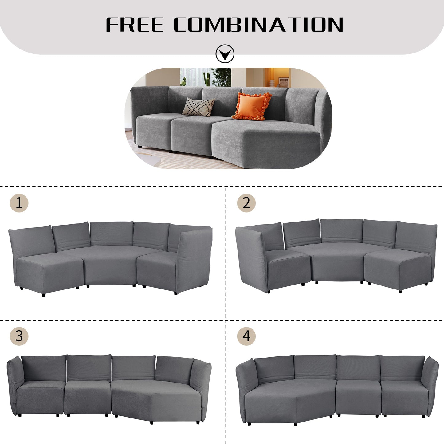 Stylish Sofa Set with Polyester Upholstery with Adjustable Back with