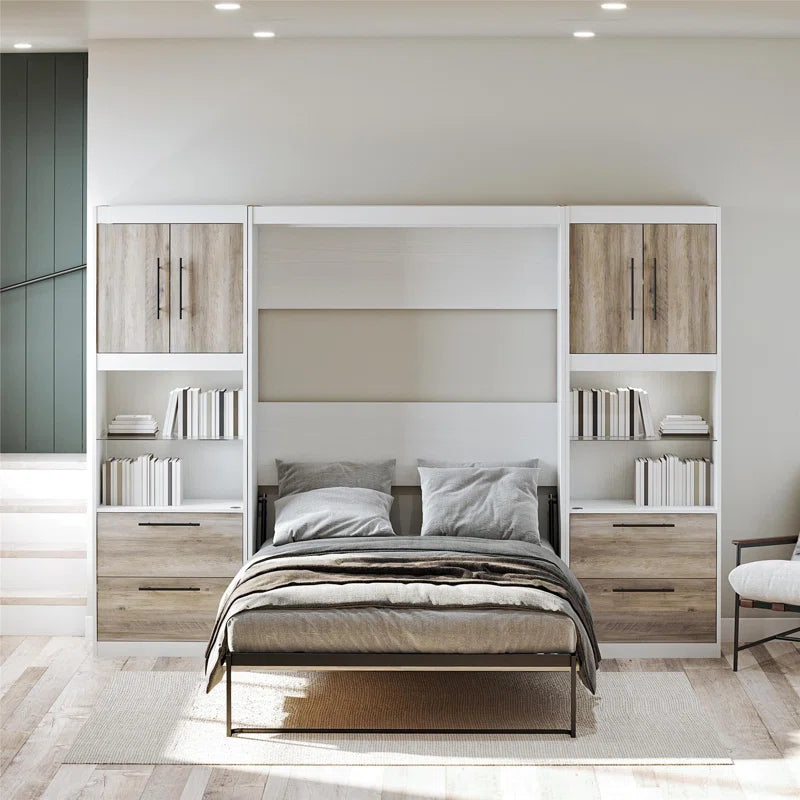 Tapaktuan Murphy Bed with Side Storage Cabinets