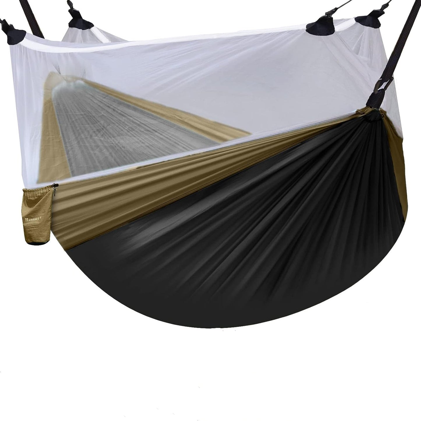 Double Camping Hammock with Net, Lightweight Hammock with Tree Straps, Portable 2 Person Hammock with 210T Nylon Parachute Hammocks for Backpacking | Backyard | Beach | Hiking | Travel