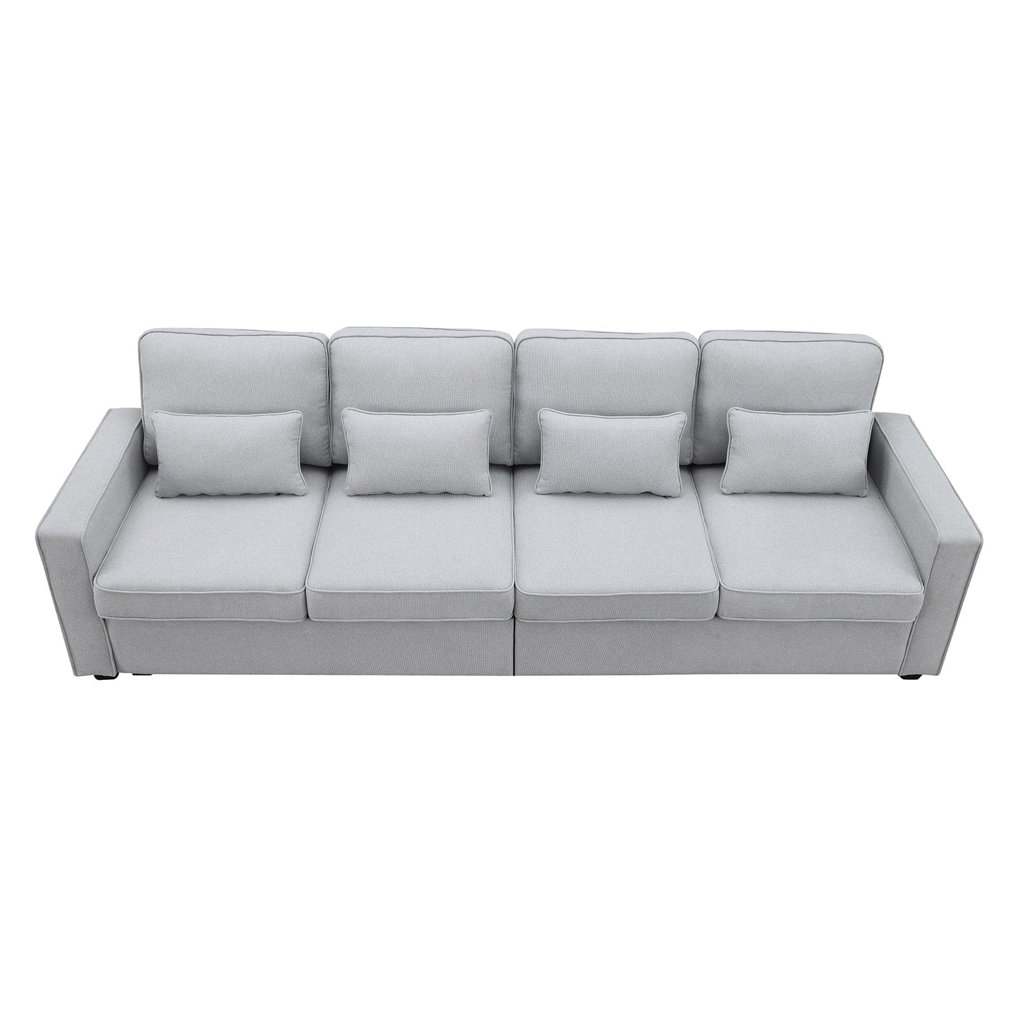 104" 4-Seater Modern Linen Fabric Sofa with Armrest Pockets and 4