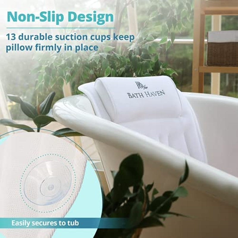 Bath Pillow for Bathtub - Full Body Mat & Cushion Headrest for Women and Men, Luxury Pillows for Neck and Back in Shower Tub or Jacuzzi - Powerful Suction Cups - Spa Accessories Deluxe