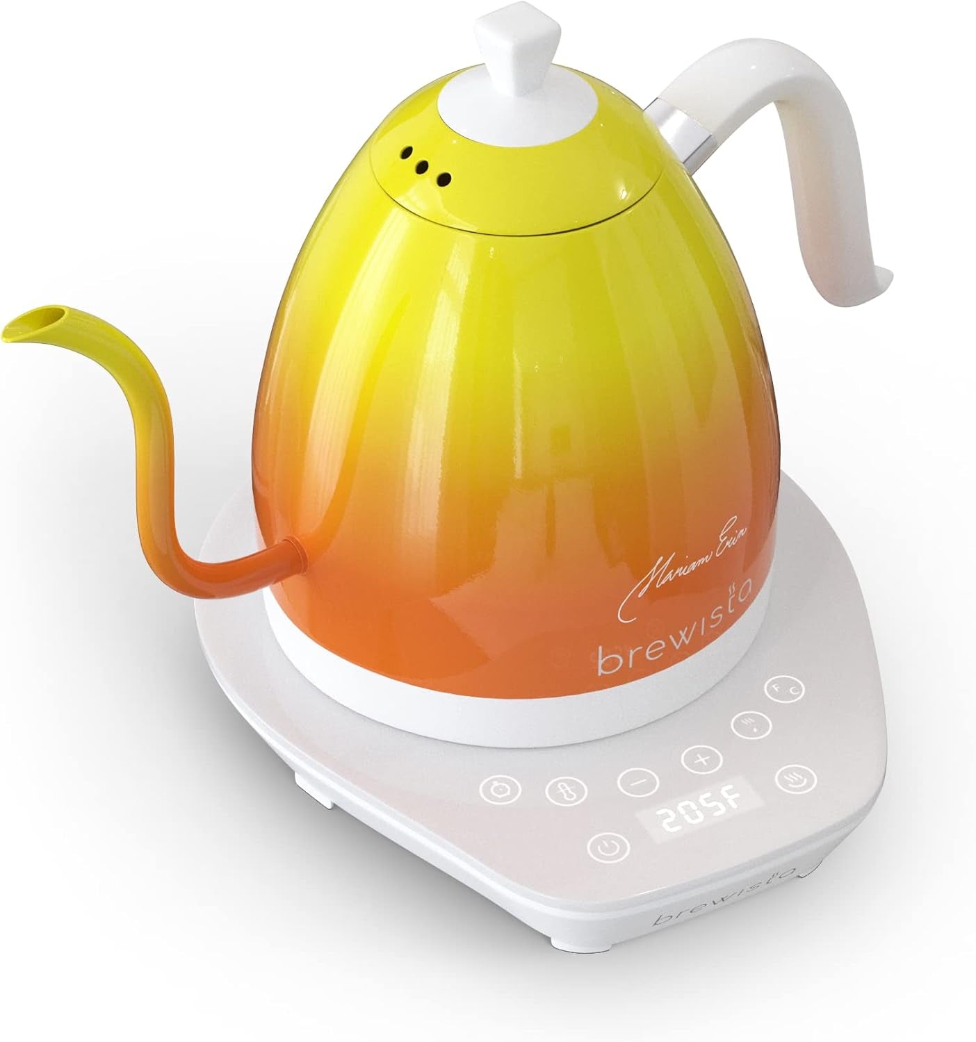 Artisan Electric Gooseneck Kettle, 1 Liter, for Pour over Coffee, Brewing Tea, LCD Panel, Precise Digital Temperature Selection, Flash Boil and Keep Warm Settings (Candy Orange)