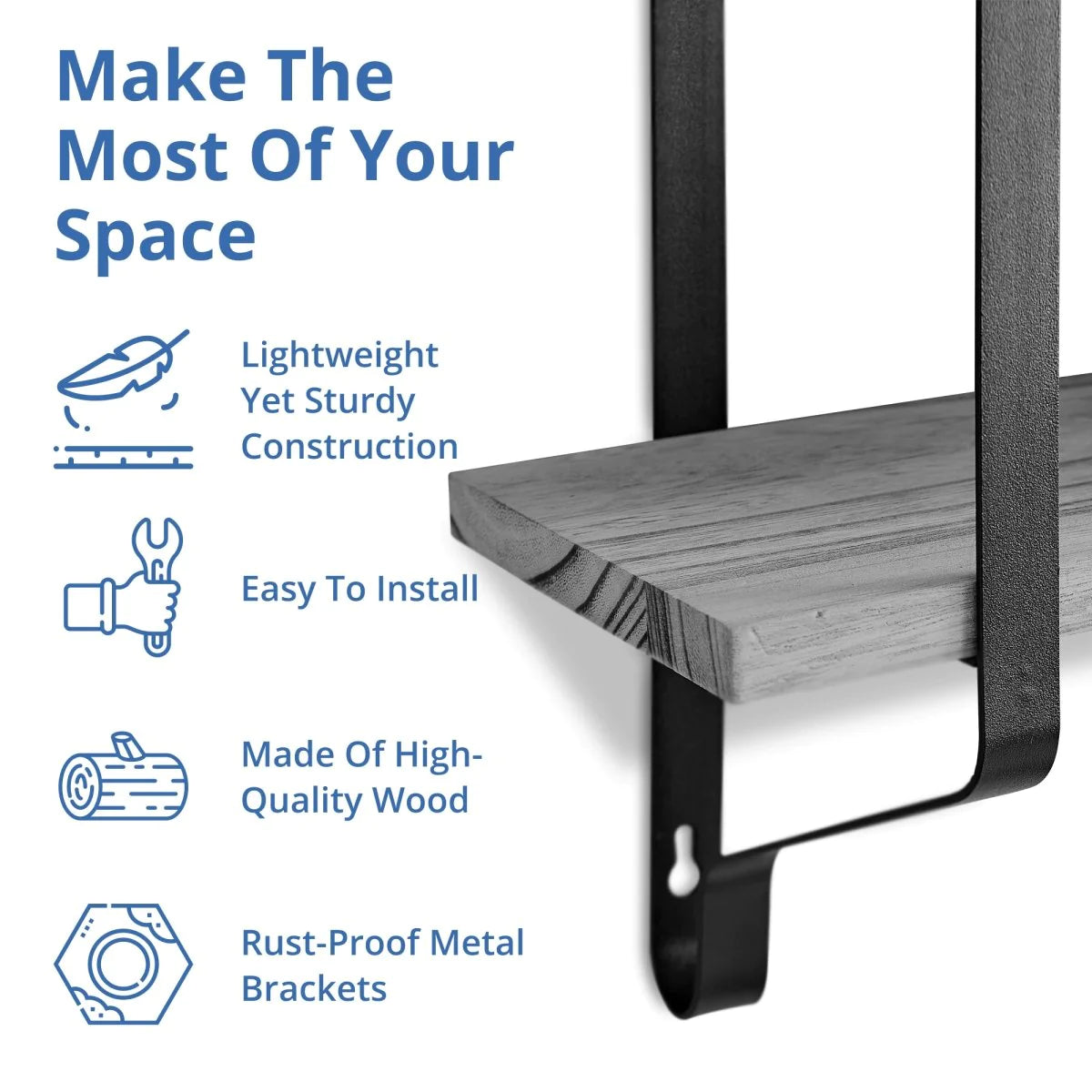 Rustic 2-Tier Floating Shelves for Home Decor and Organization