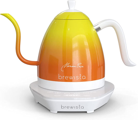 Artisan Electric Gooseneck Kettle, 1 Liter, for Pour over Coffee, Brewing Tea, LCD Panel, Precise Digital Temperature Selection, Flash Boil and Keep Warm Settings (Candy Orange)