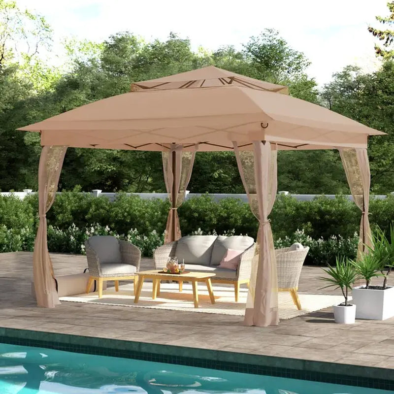 11 Ft. W X 11 Ft. D Steel Pop-Up Gazebo Waterproof for Outdoor Patio Garden Lounge Leisure Furniture