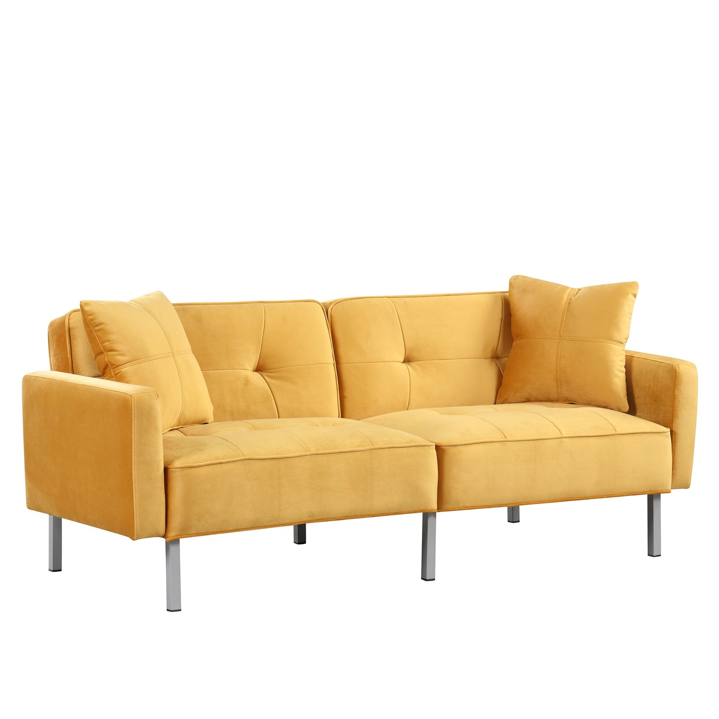 Linen Upholstered Modern Convertible Folding Futon Sofa Bed for