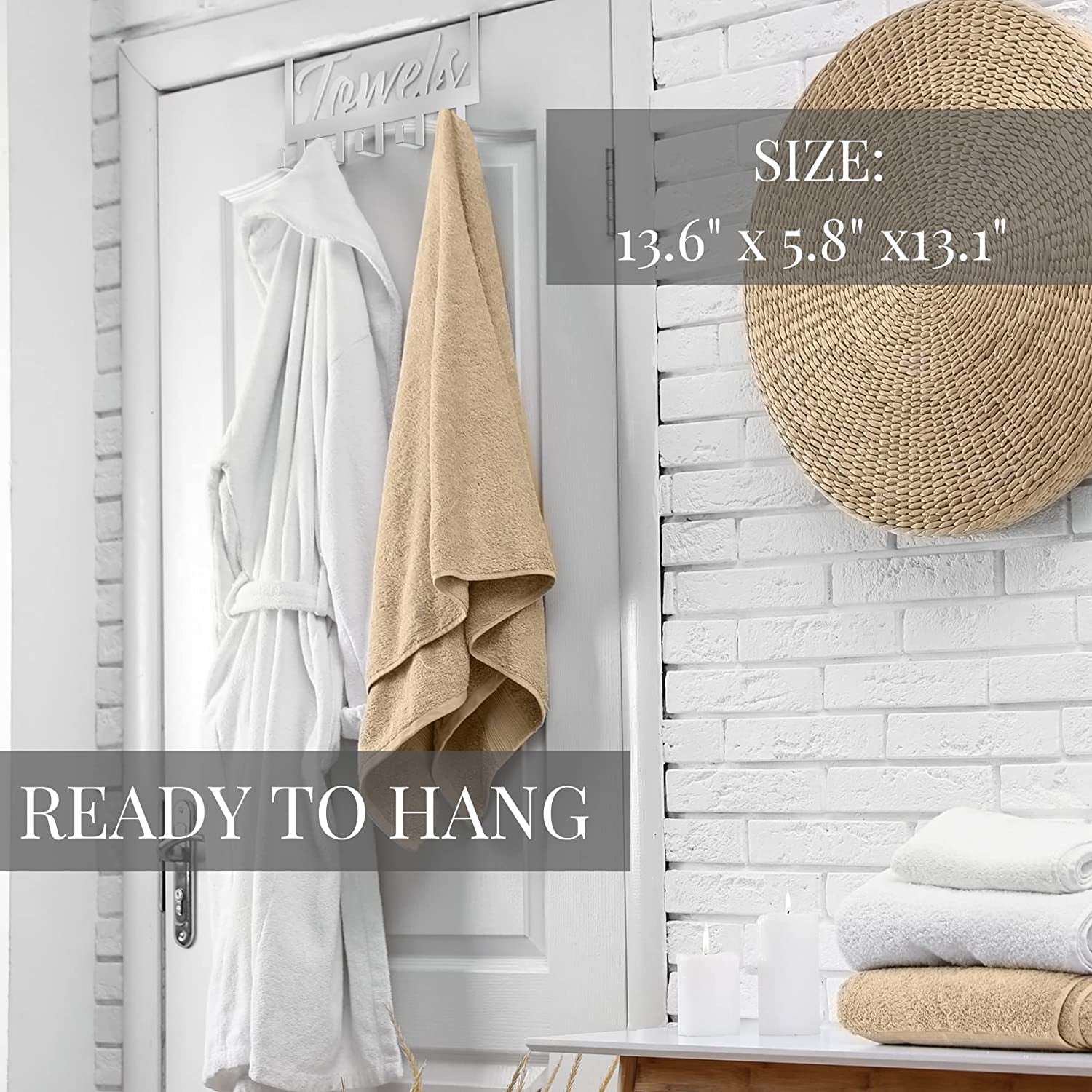 Aesthetic over the Door Towel Rack for Your Bathroom – Space Saving and Convenient Towel Holder with Sturdy Hooks – the Perfect Addition to Your Bathroom Decor